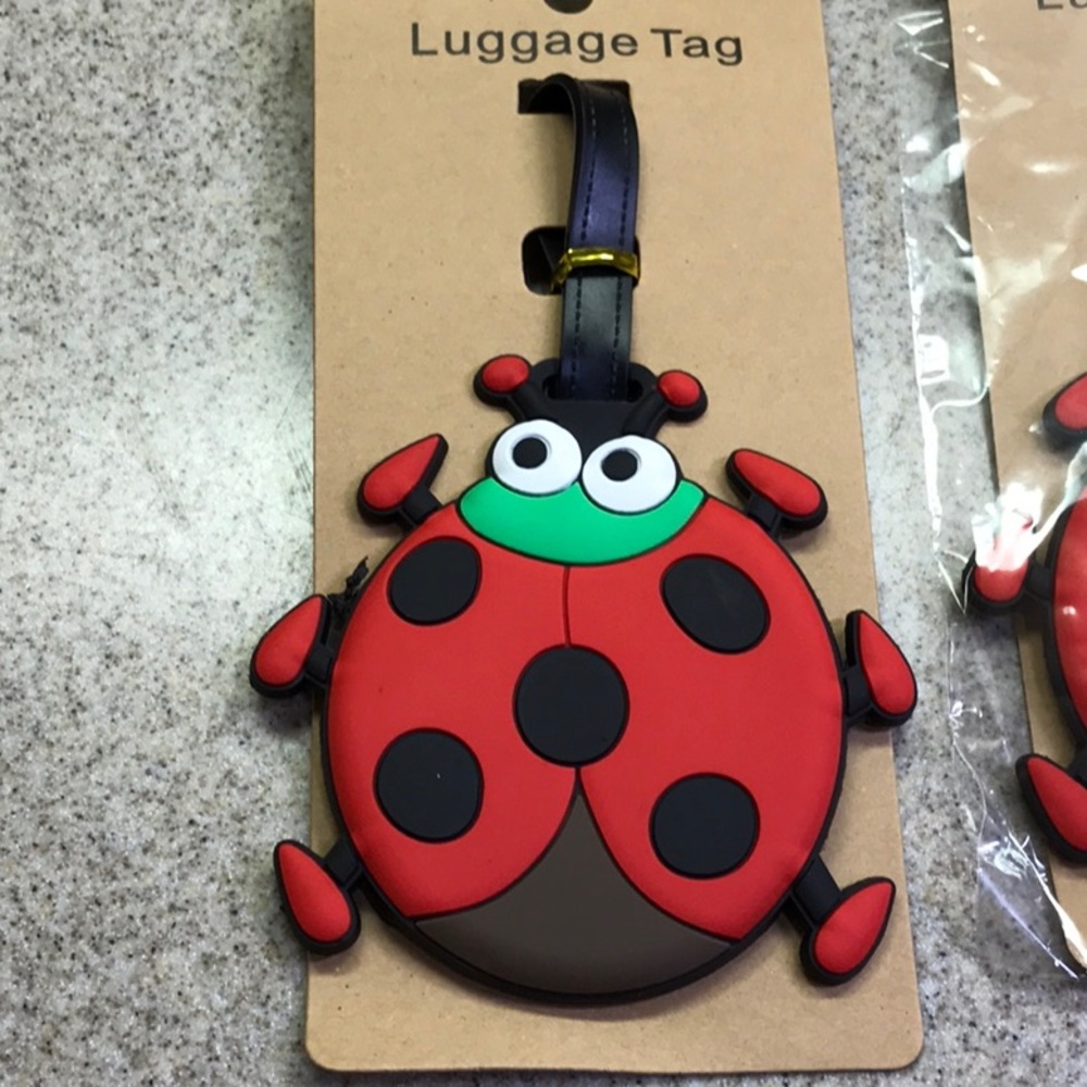 One Lady Bug Luggage Tag RED BROWN GREEN BLACK - Picture 2 of 5